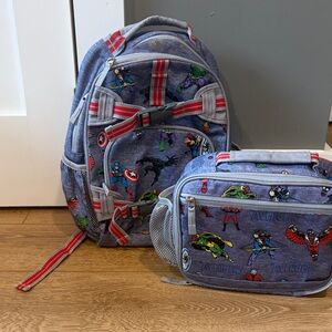 Pottery Barn Mackenzie Marvel Avengers Kids Backpack and Lunchbox - Gray and Red